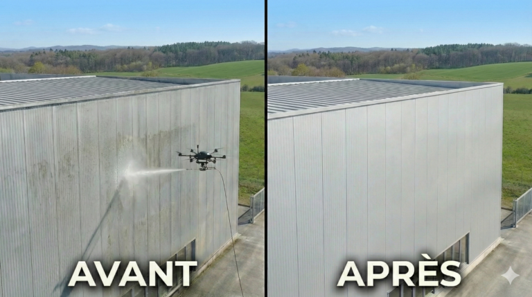 Nettoyage de bardage par drone