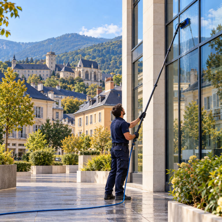 Illustration du nettoyage en hauteur à Chambéry à la perche